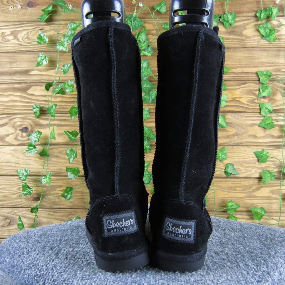 Skechers Australia Women 6‎ Black Suede Shearling Lined Tall Winter Boots Warm